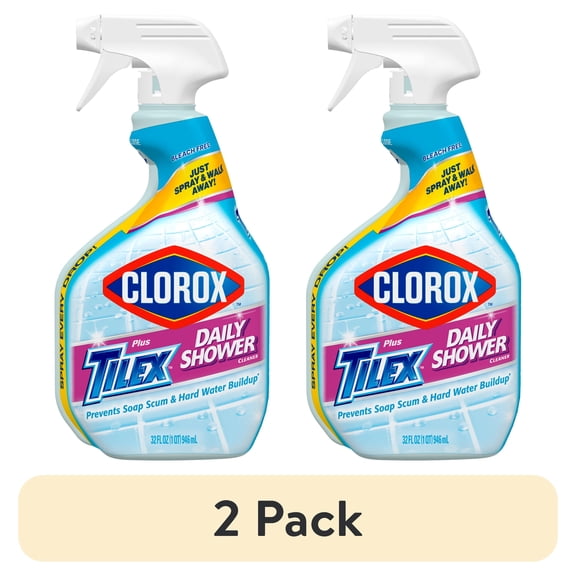 (2 pack) Clorox Plus Tilex Daily Shower Cleaner and Bathroom Spray, 32 fl oz