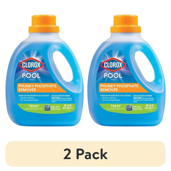 (2 pack) Clorox Pool&Spa Liquid Phunky Phosphate Remover Pool Clarifier Chemicals for Swimming Pools, 92 oz Bottle