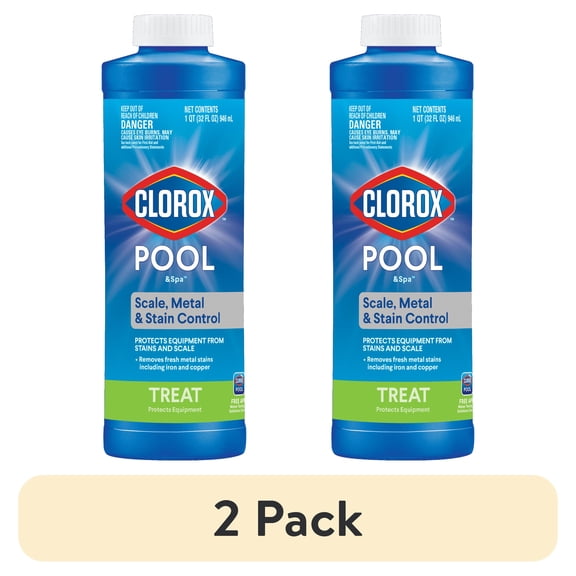 (2 pack) Clorox Pool&Spa Scale, Metal and Stain Control for Swimming Pools, 32 oz Liquid Swimming Pool Stain Remover