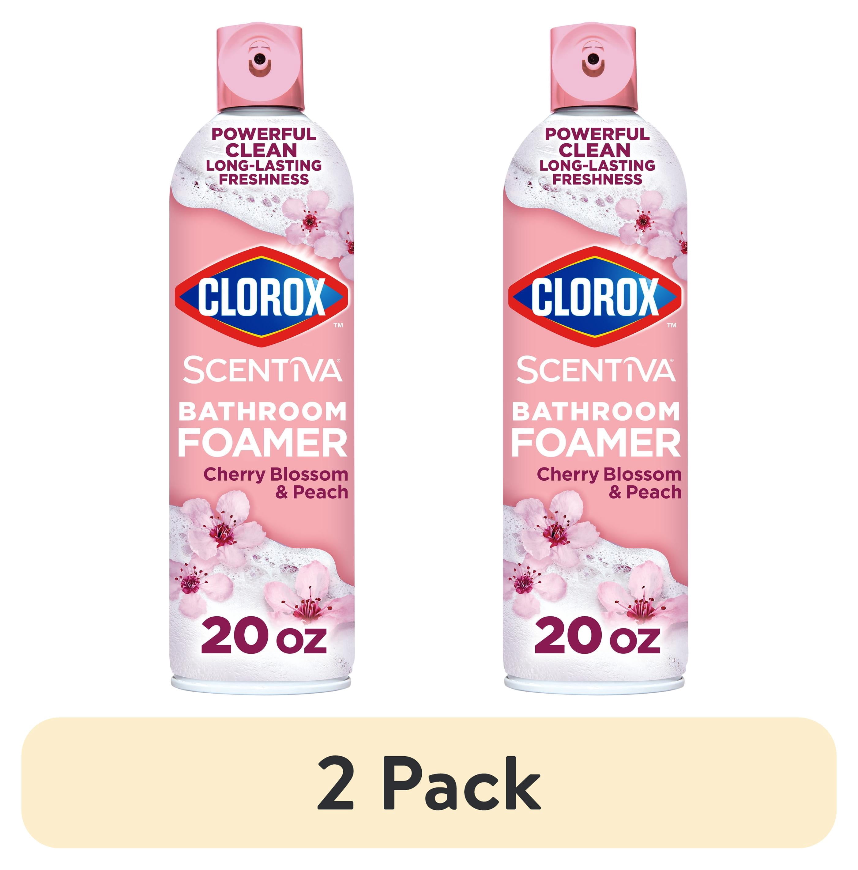 (2 pack) Clorox Scentiva Bathroom Foamer, Cherry Blossom and Peach, 20 Ounces