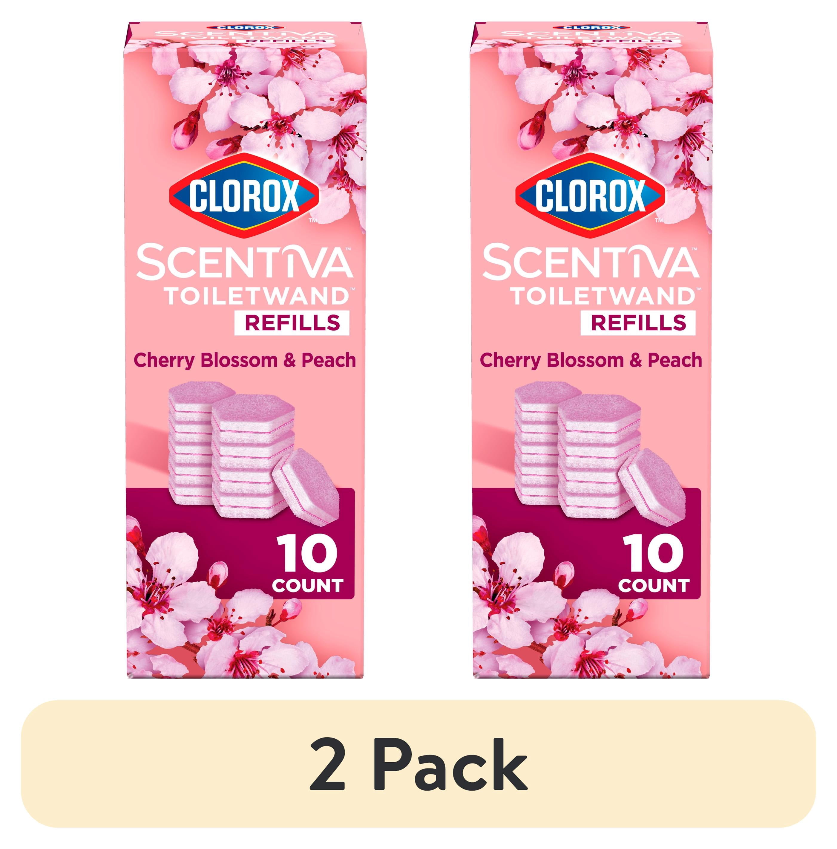 (2 pack) Clorox Scentiva ToiletWand Refills, Cherry Blossom and Peach, 10 Count