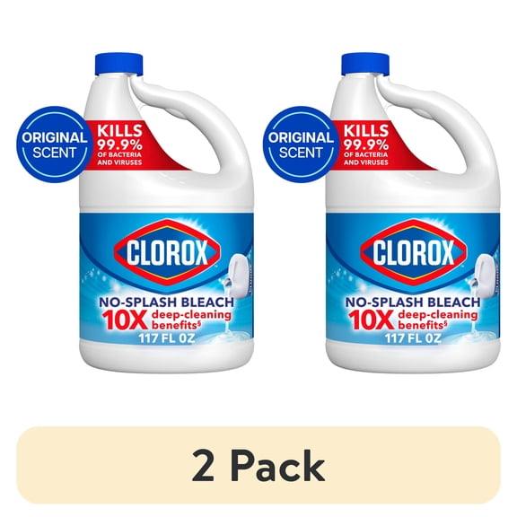(2 pack) Clorox Splash-Less Liquid Bleach Cleaner, Regular Scent, 117 fl oz