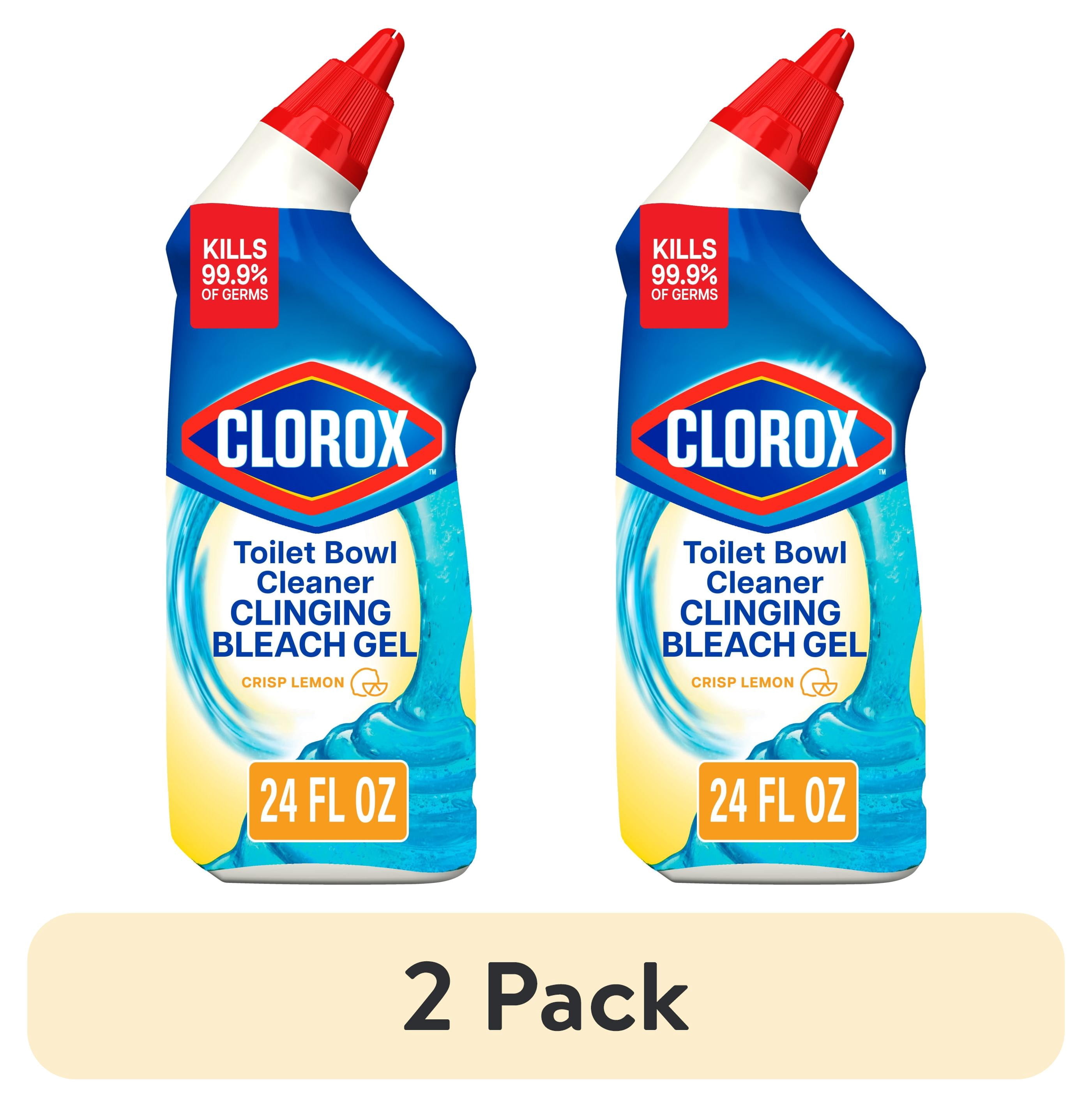 (2 pack) Clorox Toilet Bowl Cleaner Clinging Bleach Gel, Crisp Lemon, 24 fl oz