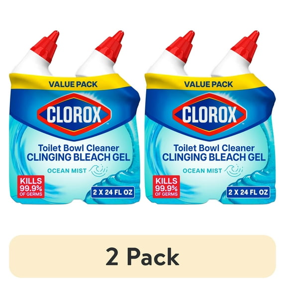 (2 pack) Clorox Toilet Bowl Cleaner Clinging Bleach Gel, Ocean Mist, 24 fl oz, 2 Pack