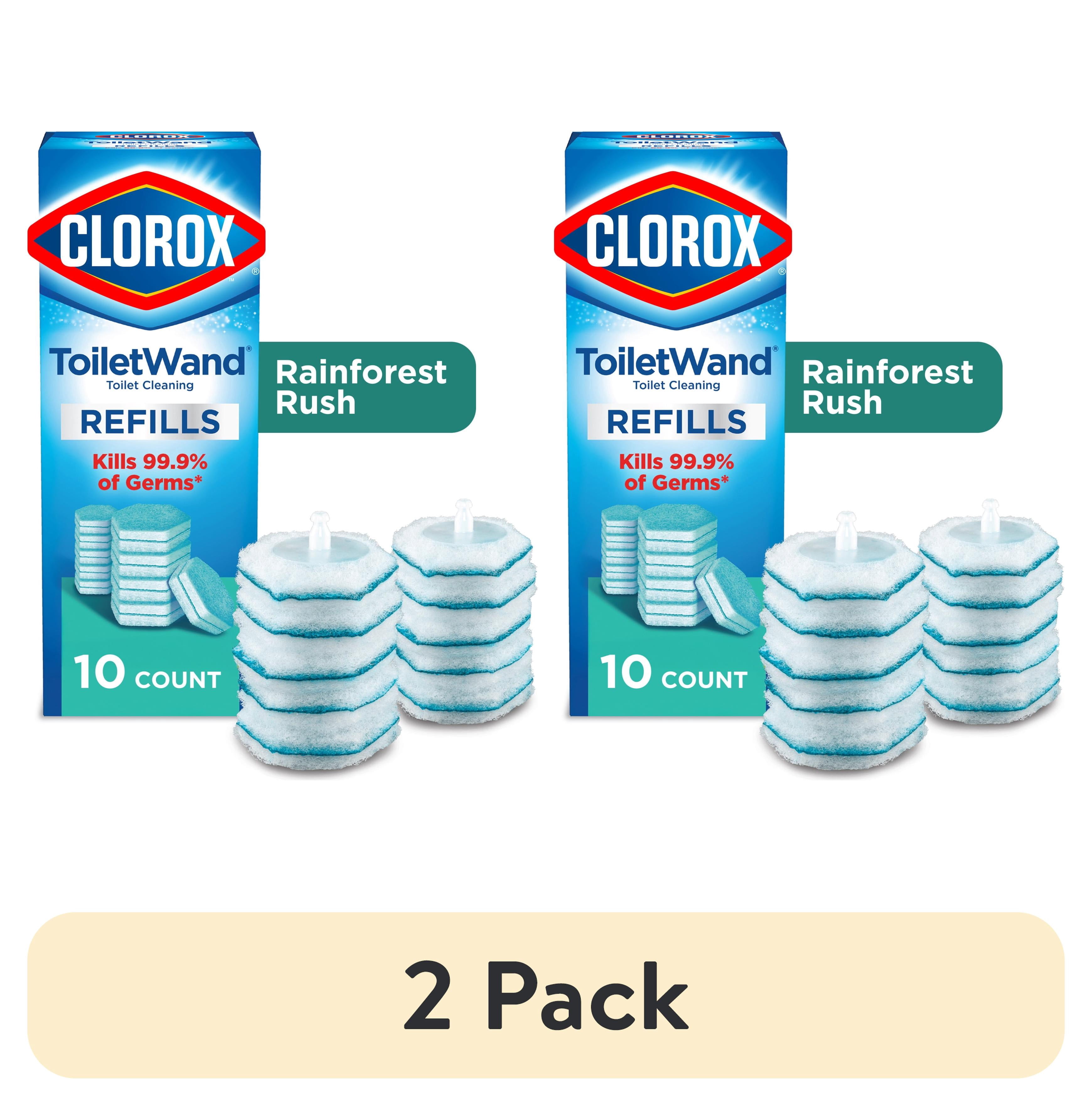(2 pack) Clorox ToiletWand Disinfecting Brush Refills, Disposable Toilet Bowl Cleaner, Rainforest Rush, 10 Count
