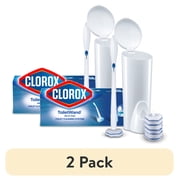 2 pack Clorox ToiletWand Disposable Toilet Cleaning System, ToiletWand, Storage Caddy and 6 Disinfecting ToiletWand Scrubbing Pad Refills