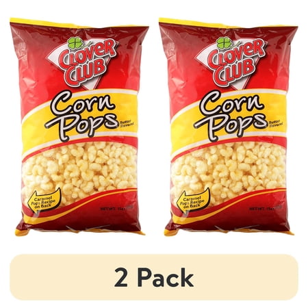 (2 pack) Clover Club Corn Puff Pops - Puffed Corn - Butter Flavored - Net Wt. 15oz