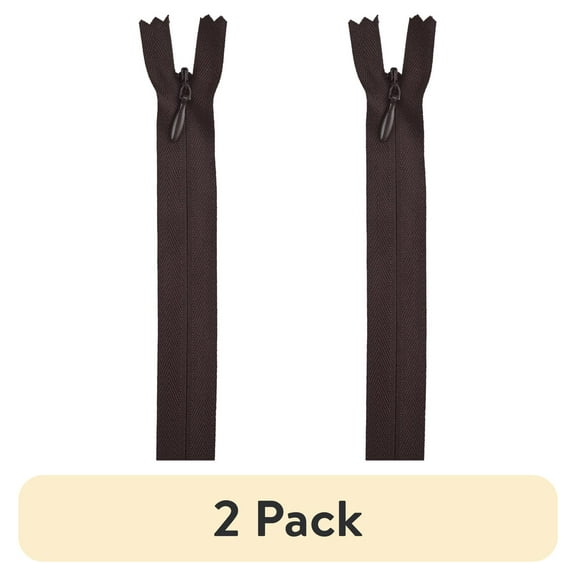 (2 pack) Coats & Clark 22" Polyester All Purpose Cloister Brown Sewing Zipper, 1 Each