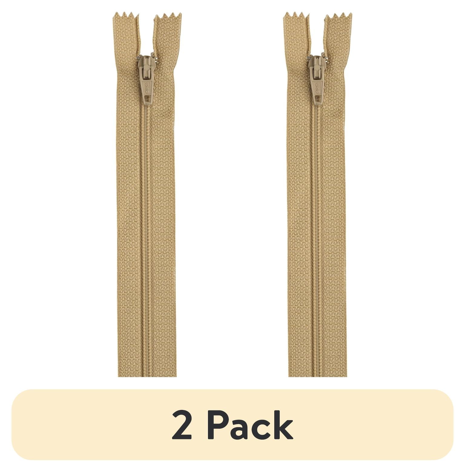 (2 pack) Coats & Clark 7" Polyester All Purpose Zipper, CAMEL