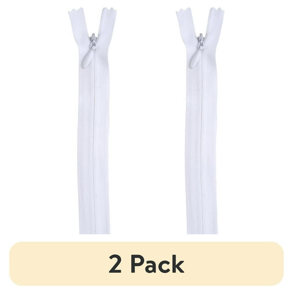 (2 pack) Coats & Clark 9" Polyester All Purpose White Zipper, 1 Each