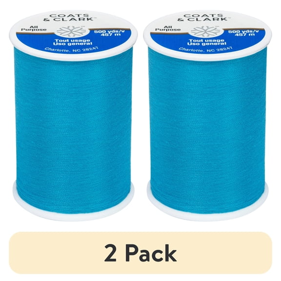 (2 pack) Coats & Clark All Purpose Rocket Blue Polyester Thread, 500 yards/457 meters