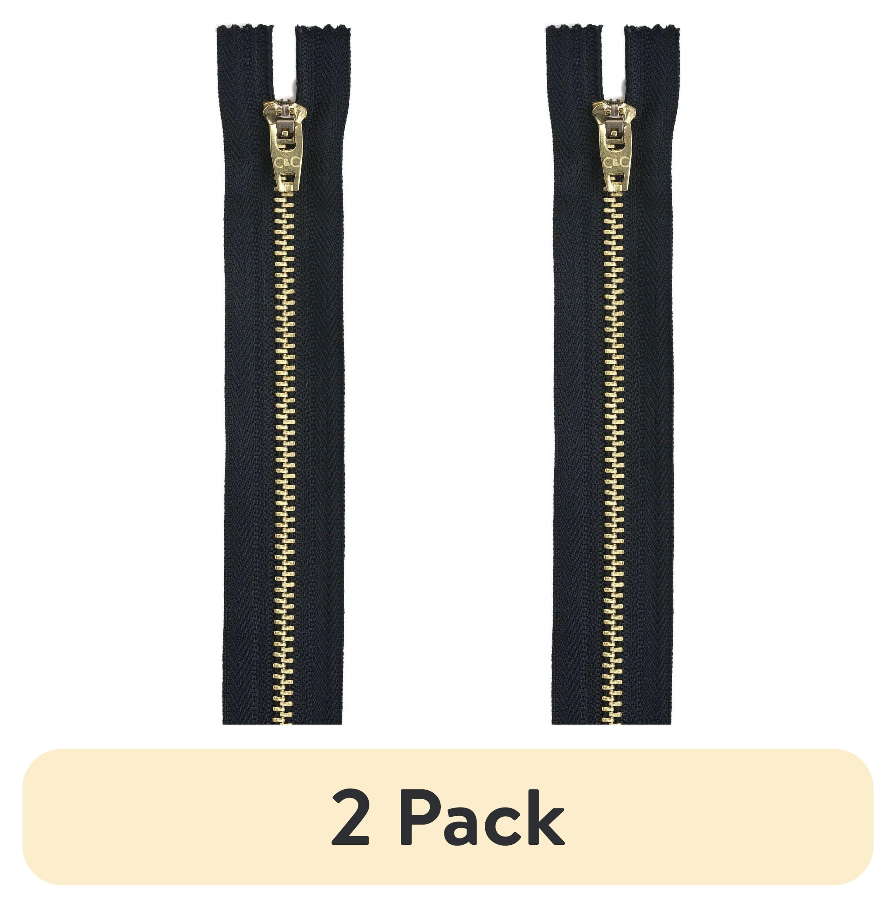(2 pack) Coats & Clark Brass Jeans Sewing Zipper, 1 Each, 7" , Cloister Brown