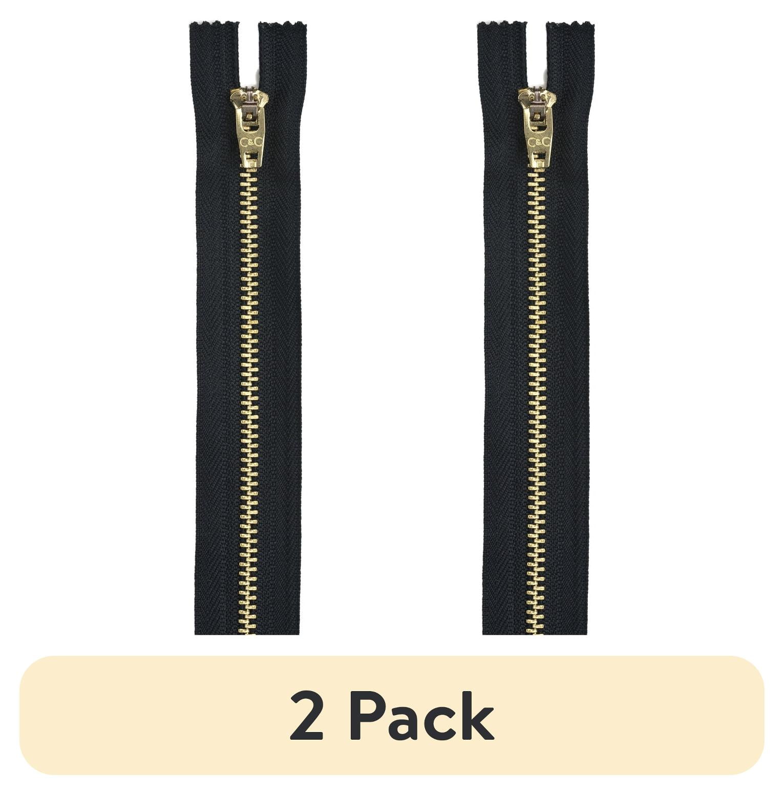 (2 pack) Coats & Clark Brass Jeans Sewing Zipper 9 Inches Black