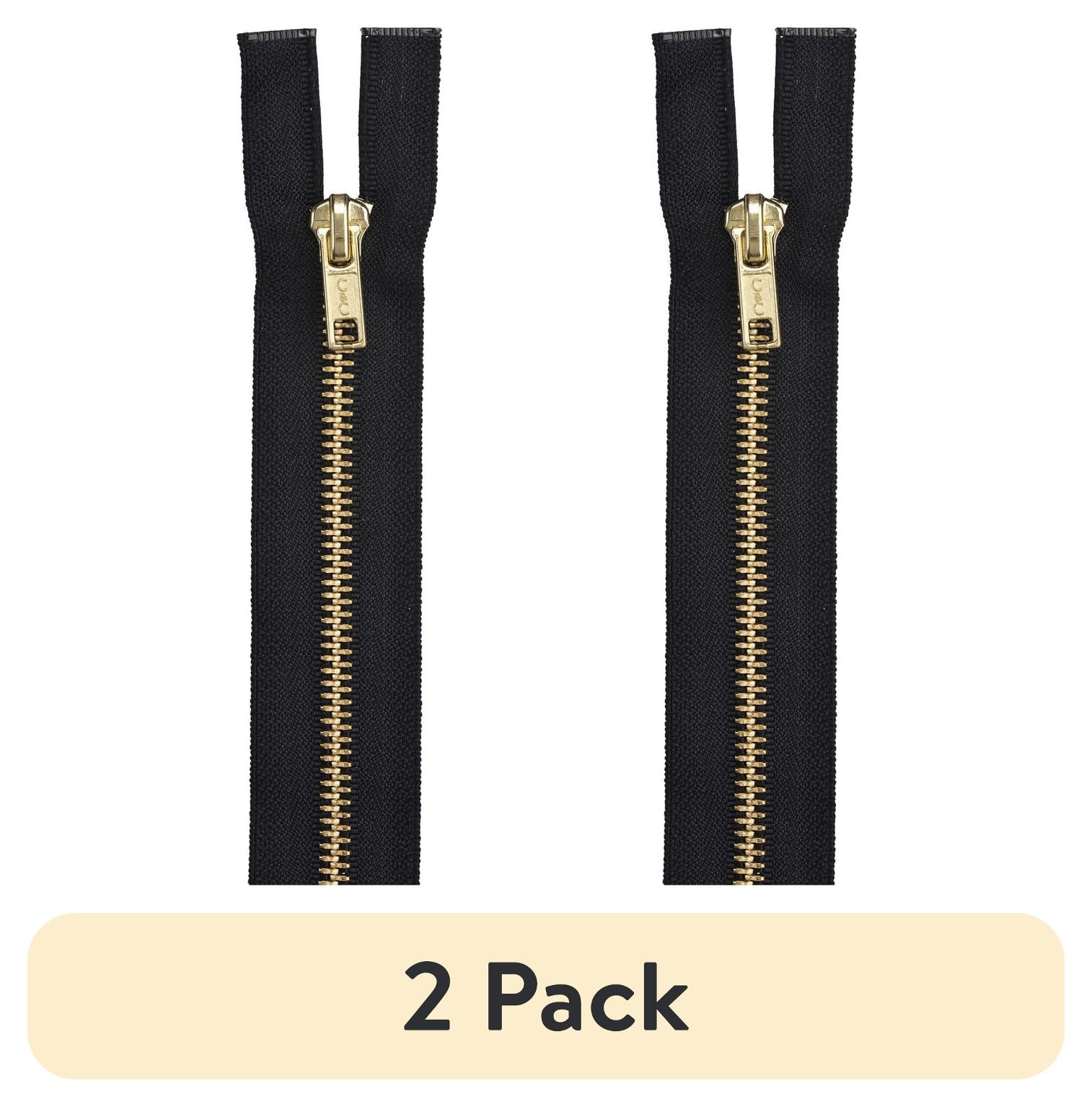 (2 pack) Coats & Clark Heavy Weight Metal 22" Black Separating Sewing Zipper, 1 Each