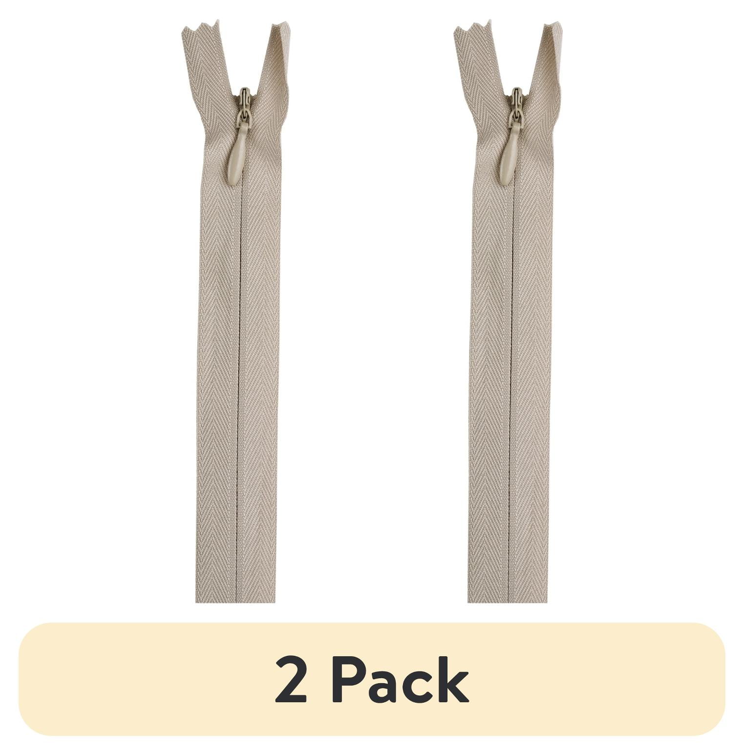 (2 pack) Coats & Clark Polyester 14" All Purpose Invisible Ecru Sewing Zipper, 1 Each