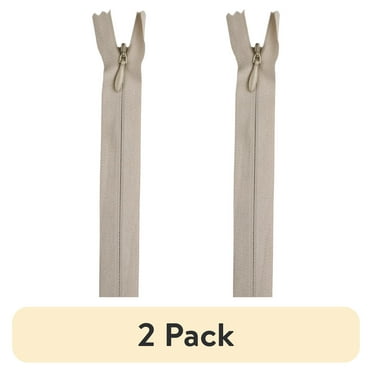 (2 pack) Coats & Clark Polyester 14" All Purpose Invisible Ecru Sewing Zipper, 1 Each