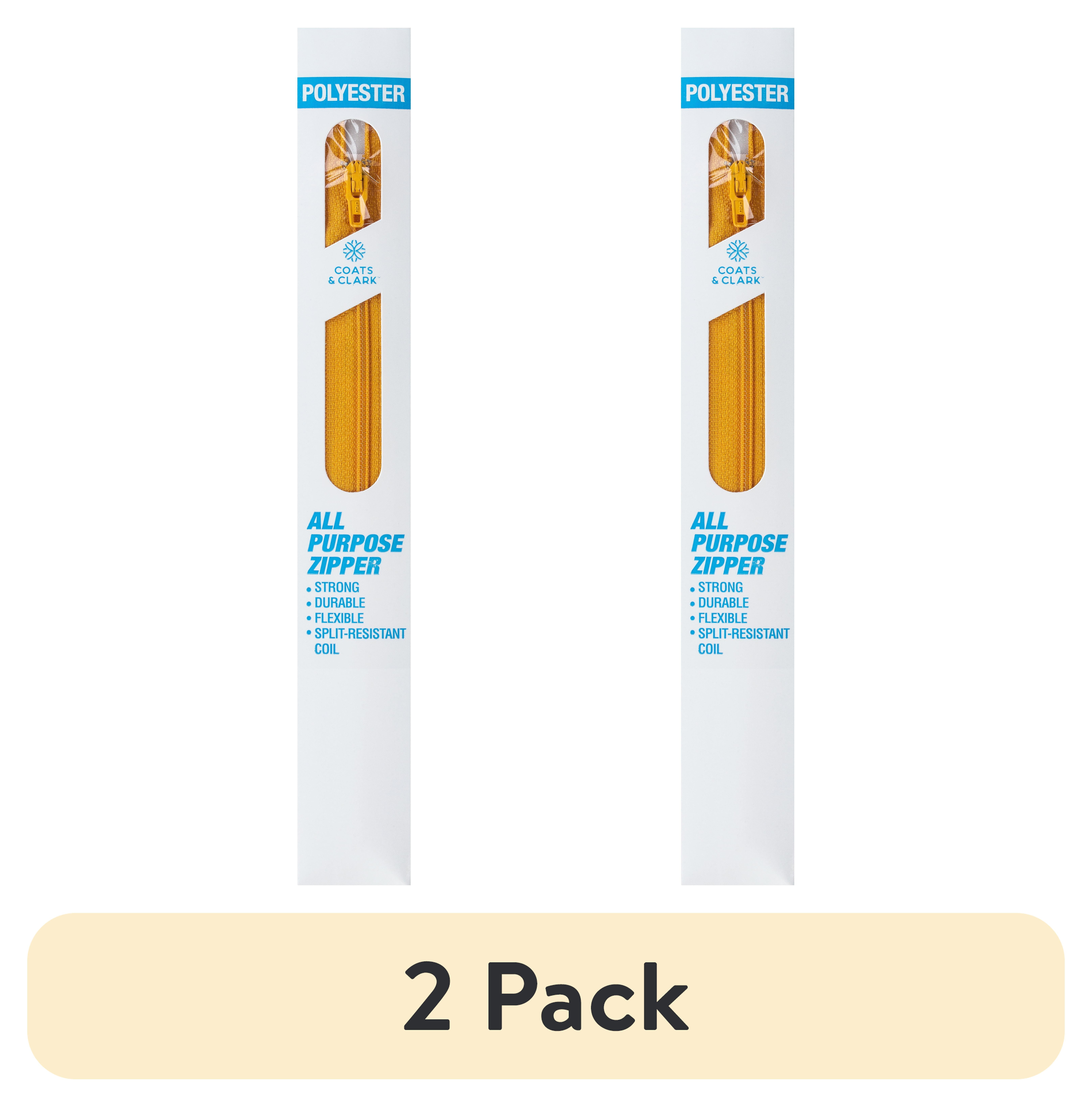 (2 pack) Coats & Clark Polyester 14" All Purpose Spark Gold Zipper, 1 Each