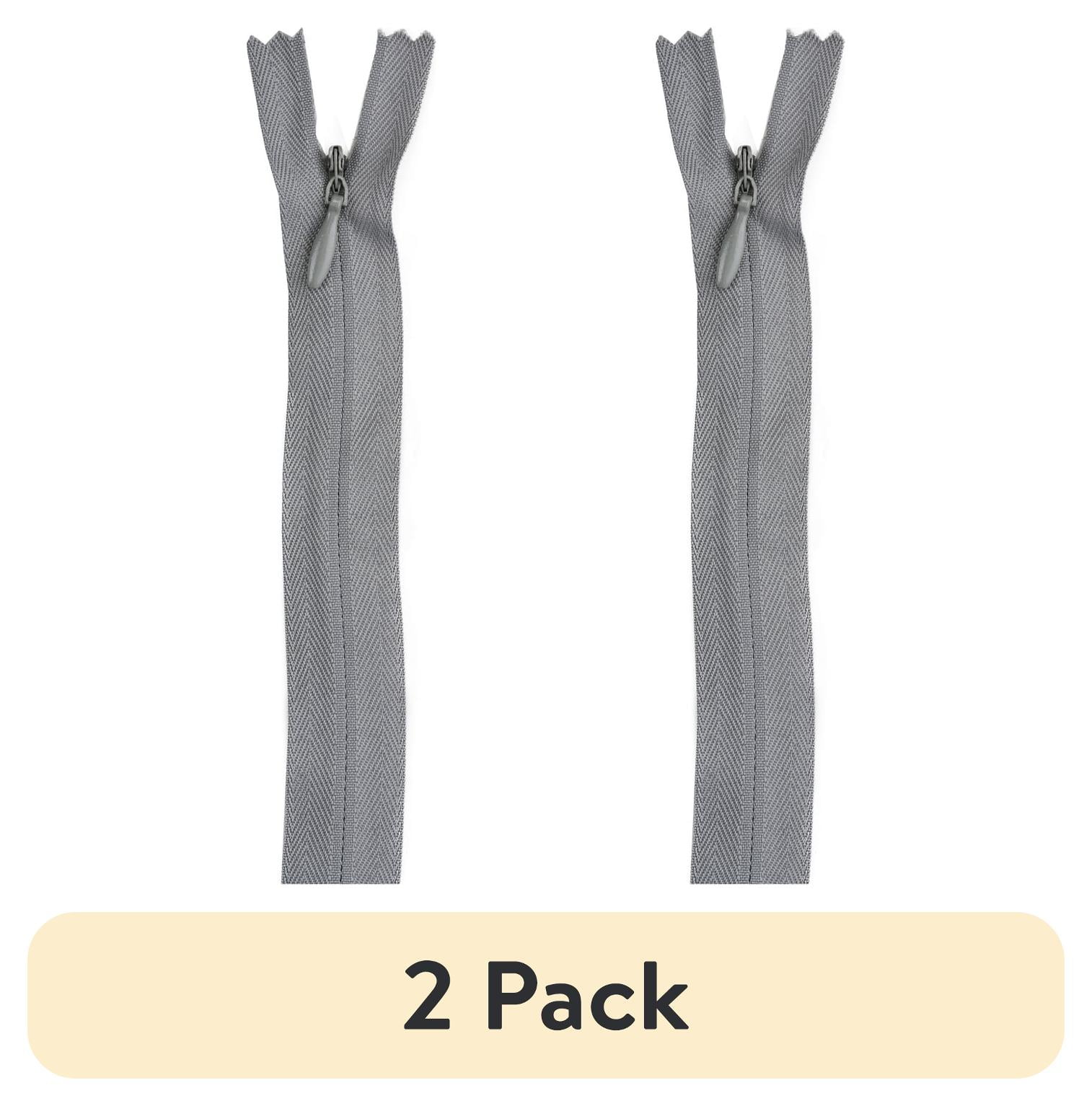 (2 pack) Coats & Clark Polyester 22" All Purpose Nugrey Sewing Zipper, 1 Each