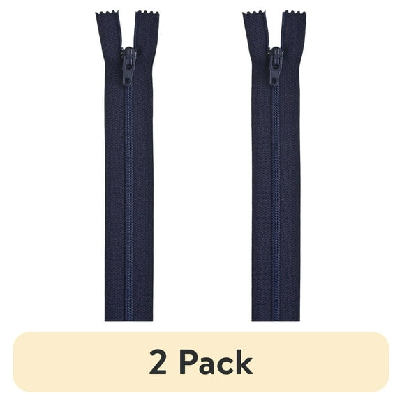 (2 pack) Coats & Clark Polyester 7" All Purpose Navy Zipper, 1 Each