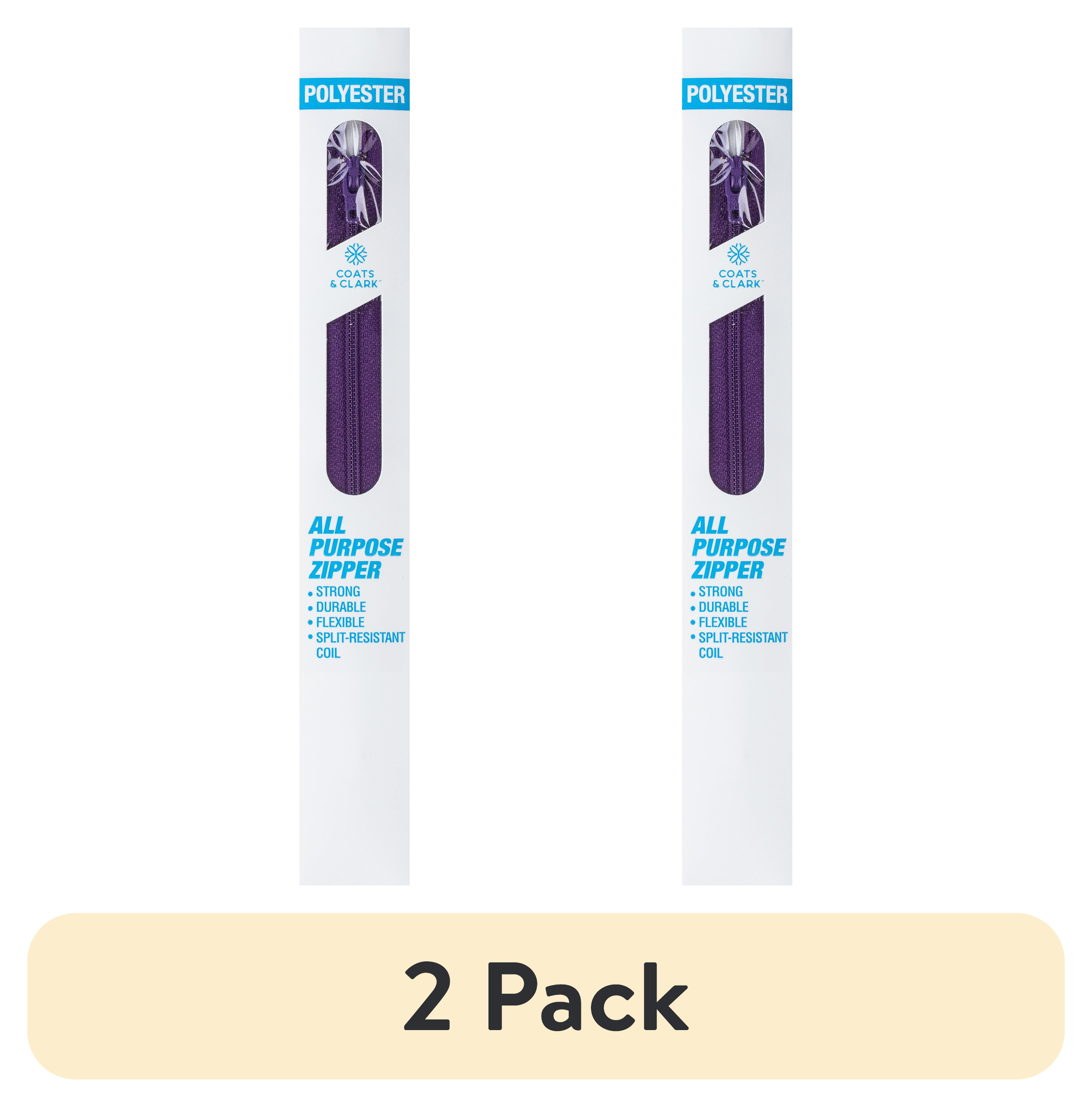 (2 pack) Coats & Clark Polyester 7" All-Purpose Purple Zipper, 1 Each