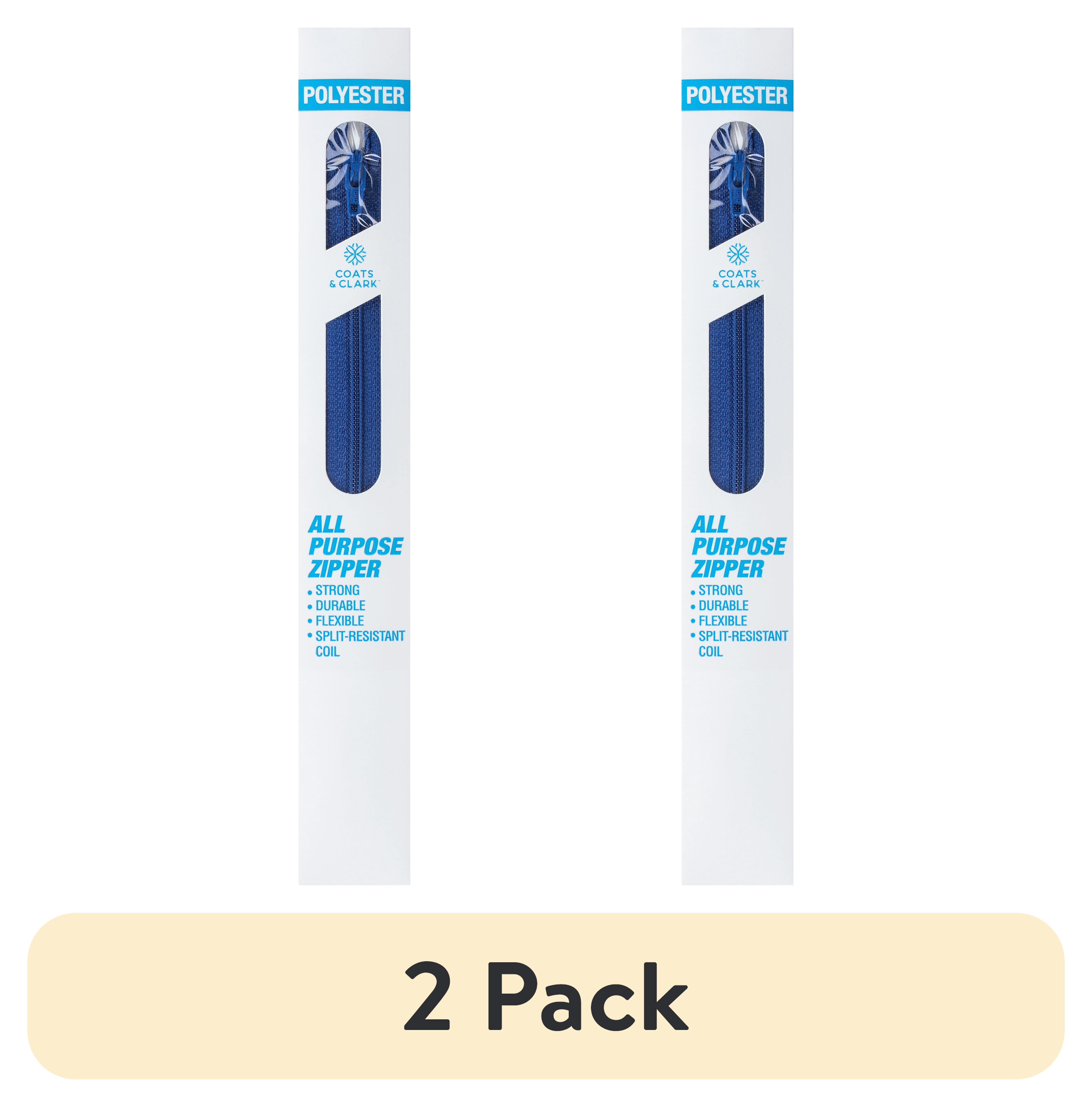 (2 pack) Coats & Clark Polyester 7" All Purpose Yale Blue Zipper, 1 Each