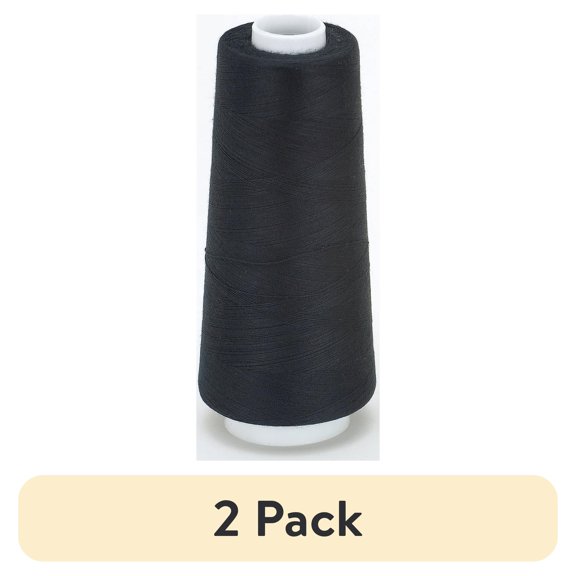 (2 pack) Coats & Clark Surelock Cone Black Polyester Thread, 3000 Yards