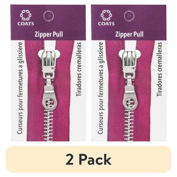 (2 pack) Coats & Clark Zipper Pulls, Metal, Pop Top Silver
