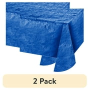 (2 pack) Cobalt Blue Metallic Foil Reversible Tablecloth 84" x 54" by Way to Celebrate