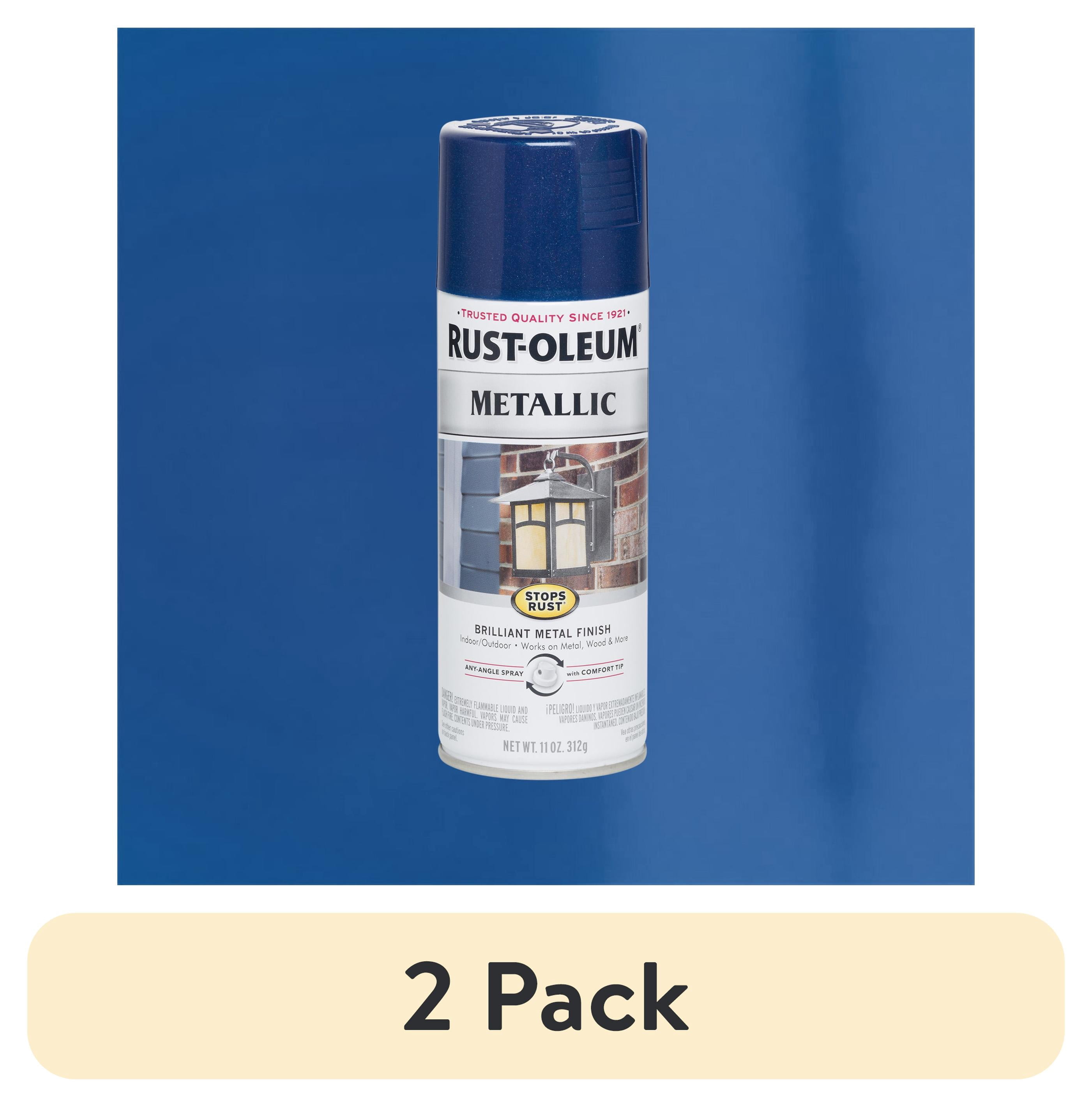 (2 pack) Cobalt Blue, Rust-Oleum Stops Rust Metallic Spray Paint-7251830, 11 oz