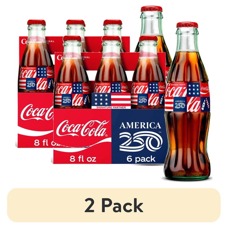 2 pack) Coca-Cola Soda Pop Glass Bottles, 8 fl oz, 6 Pack