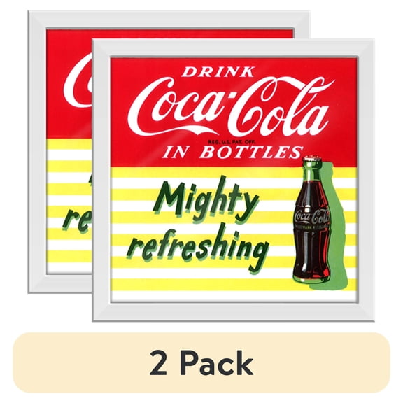 (2 pack) Silver Buffalo Coca Cola Gel Coat 6"x6" Framed MDF Modern Wall Art