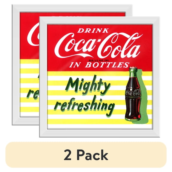 (2 pack) Silver Buffalo Coca Cola Gel Coat 6"x6" Framed MDF Modern Wall Art