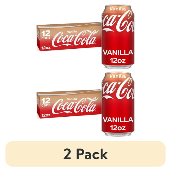 (2 pack) Coca-Cola Vanilla Soda Pop Fridge Pack Cans, 12 fl oz, 12 Pack