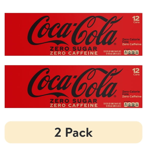 (2 pack) Coca-Cola Zero Calorie Caffeine Free Coke 12 oz Cans - 12 oz