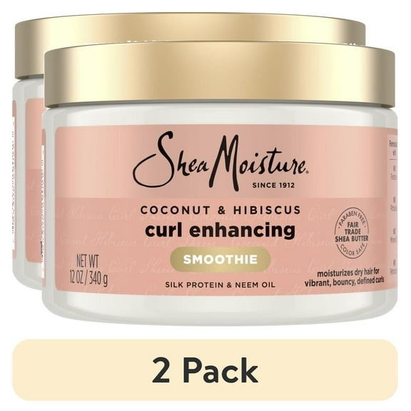 (2 pack) SheaMoisture Smoothie Curl Enhancing Hair Cream Coconut & Hibiscus, 12 oz