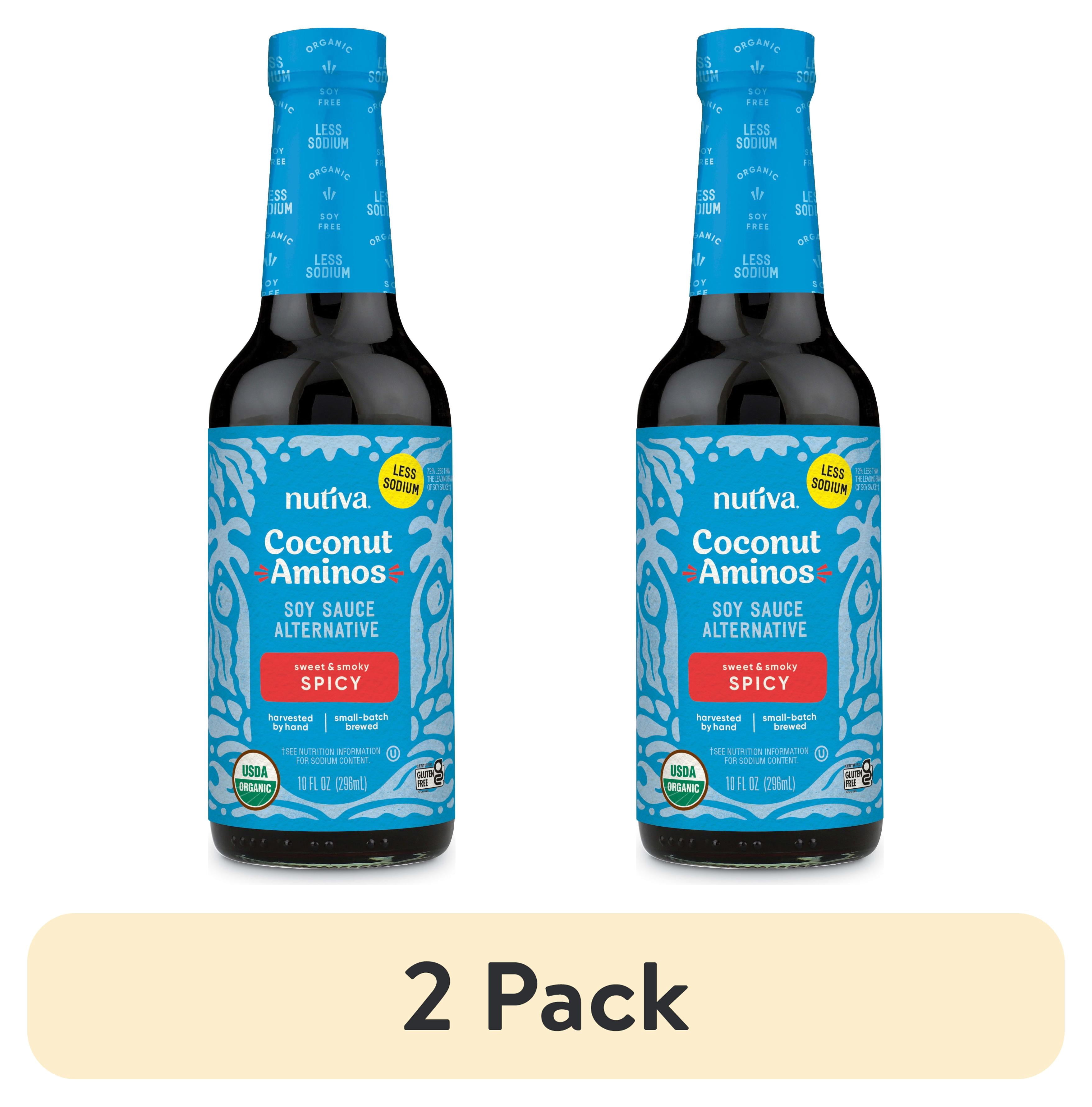 (2 pack) Nutiva, Spicy Coconut Aminos Organic Soy Free Seasoning Sauce & Marinade, 10 fl oz