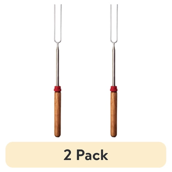 (2 pack) Coghlan's Telescoping Roasting Fork Extendable Chrome-Plated Steel 12.5 to 34 Inch