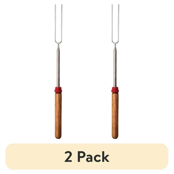 (2 pack) Coghlan's Telescoping Roasting Fork Extendable Chrome-Plated Steel 12.5 to 34 Inch