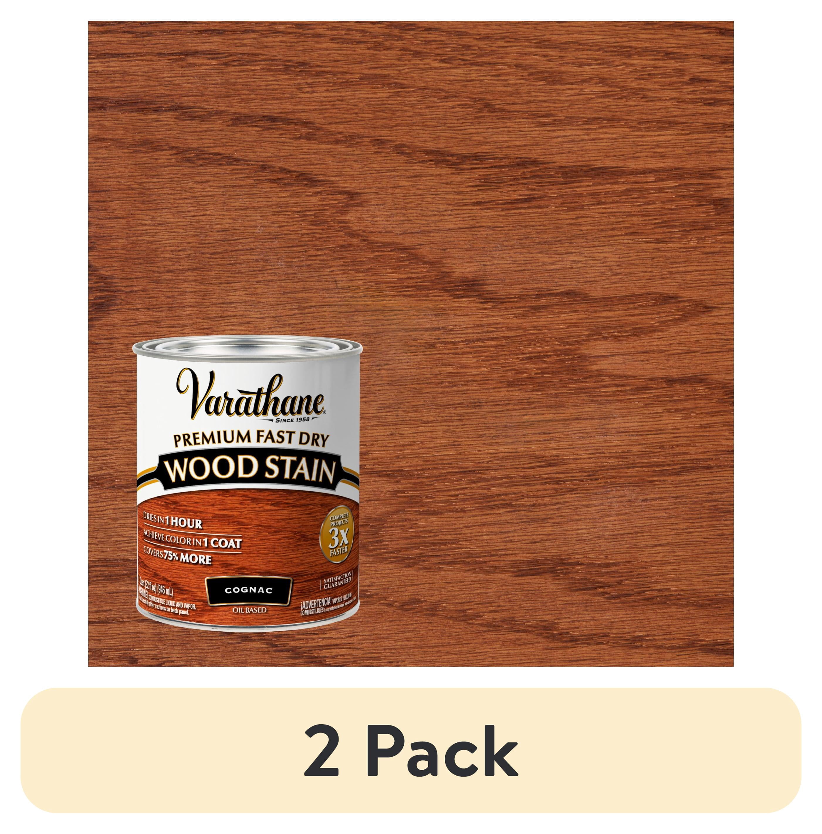 (2 pack) Cognac, Varathane Premium Fast Dry Wood Stain-384350, Quart