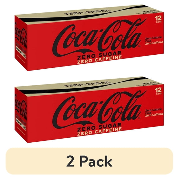 (2 pack) Coke Zero Caffeine Free Soda 12 oz Cans Bundled by Bilot (12 Pack)