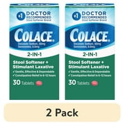 (2 pack) Colace 2-in-1 Stool Softener with Stimulant Laxative Tablets, 100 mg, 30 ct.