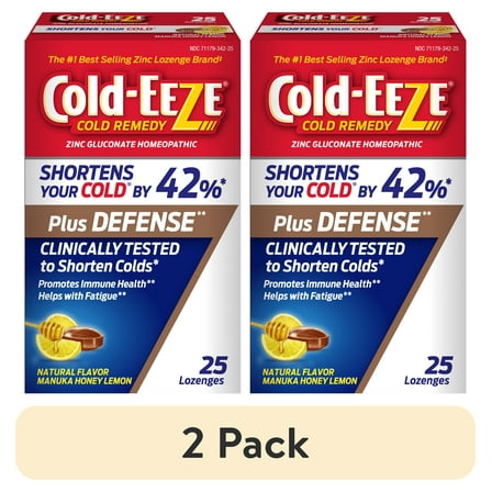 (2 pack) Cold-EEZE Plus Defense Natural Manuka Honey Lemon Lozenges, 25 Ct