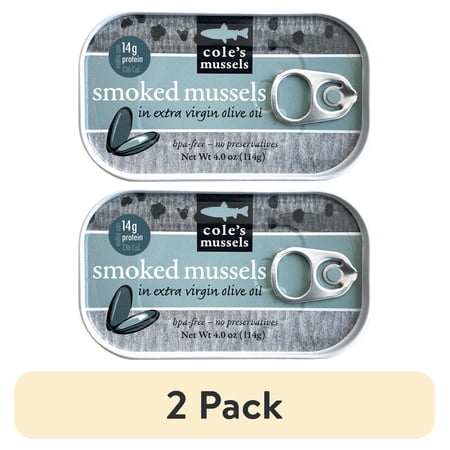 (2 pack) Cole's Smoked Mussels in Extra Virgin Olive Oil