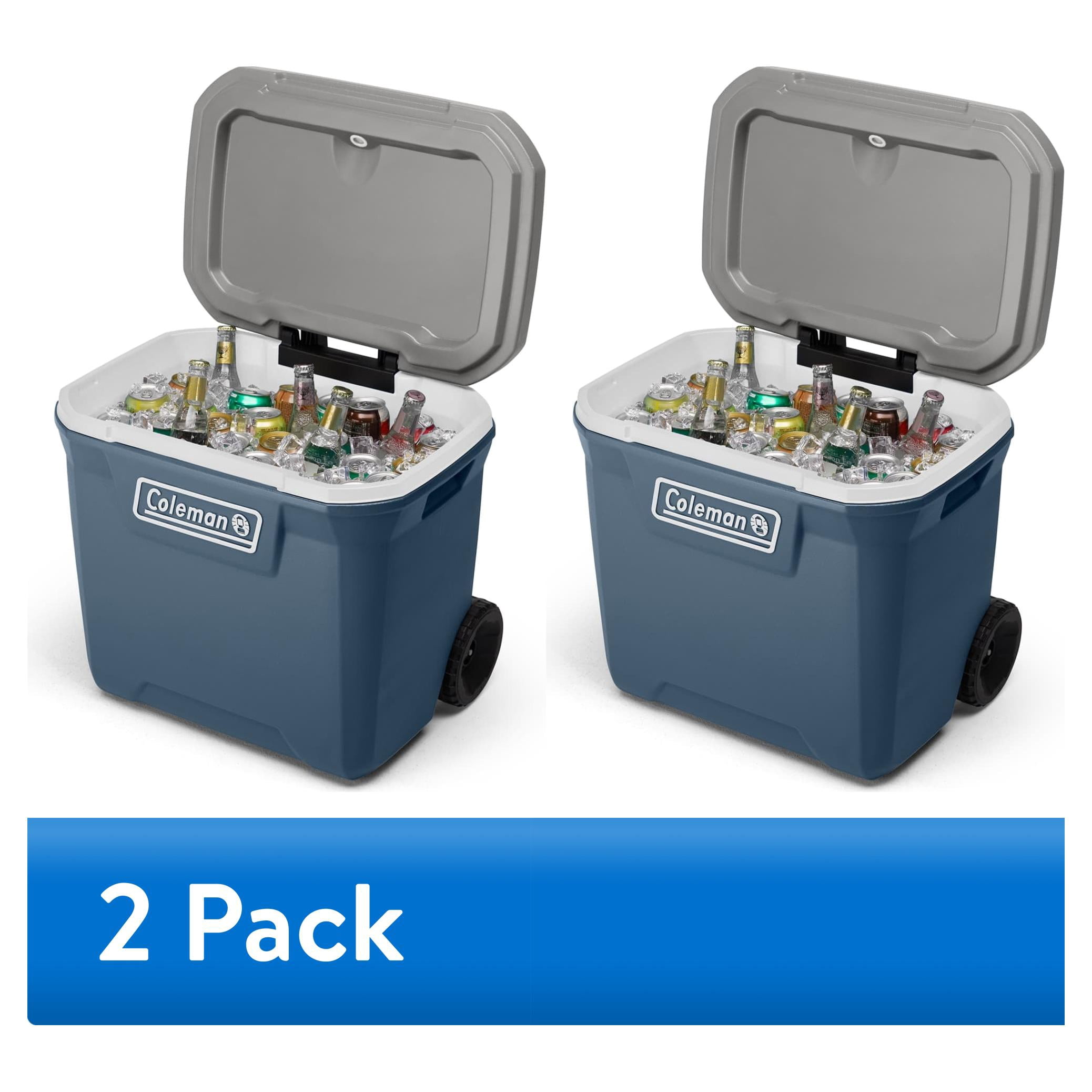 (2 pack) Coleman 316 Series 60QT Hard Chest Wheeled Cooler, Lakeside Blue
