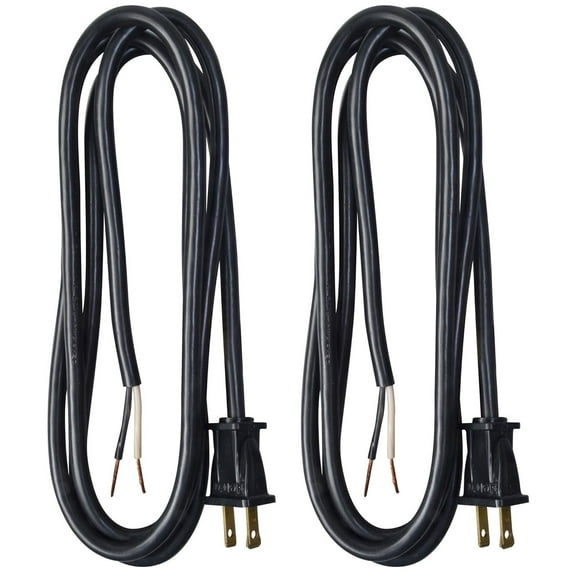 2-pack - Coleman Cable 9702SW8808 6' 16/2 Gauge Black SJTW Power Supply Cord (097028808)