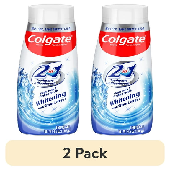 (2 pack) Colgate 2 in 1 Toothpaste and Whitening Mouthwash, Mint, 4.6 oz Squeeze Bottle