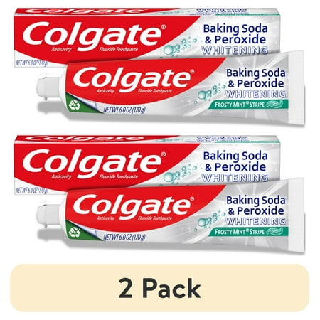 (2 pack) Colgate Baking Soda and Peroxide Whitening Toothpaste Gel, Frosty Mint Stripe, 6 oz
