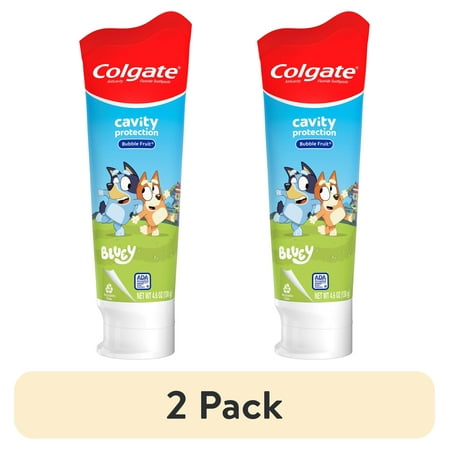 (2 pack) Colgate Bluey Kids Toothpaste with Fluoride, Cavity Protection, Mild Bubble Fruit Flavor, 4.6 oz Tube