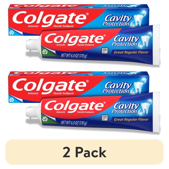 (2 pack) Colgate Cavity Protection Fluoride Toothpaste, Great Regular Mint Flavor, 6 oz