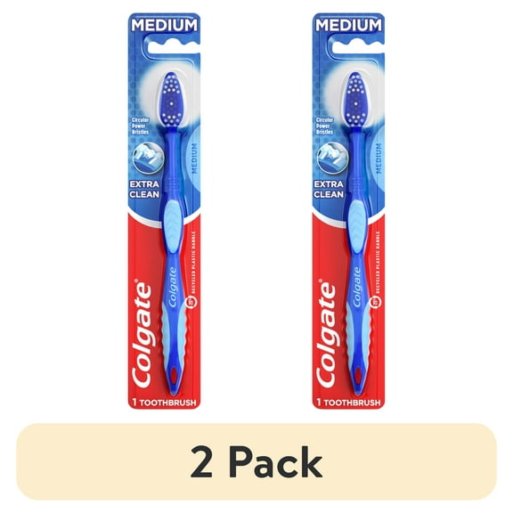 (2 pack) Colgate Extra Clean Full Head Adult Manual Toothbrush, Medium